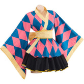 Demon Slayer Howl's Moving Castle Anime Women Pink Kimono Lolita Dress with Bow - Coscosmos
